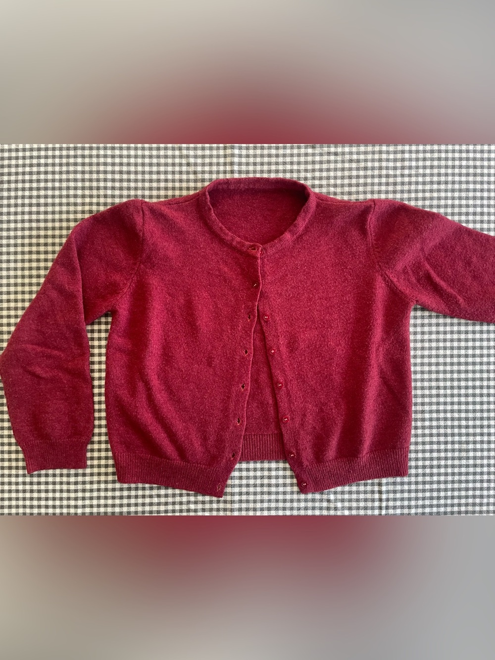 Boxy Raspberry Round-Neck Cardigan - Picture 3 of 10